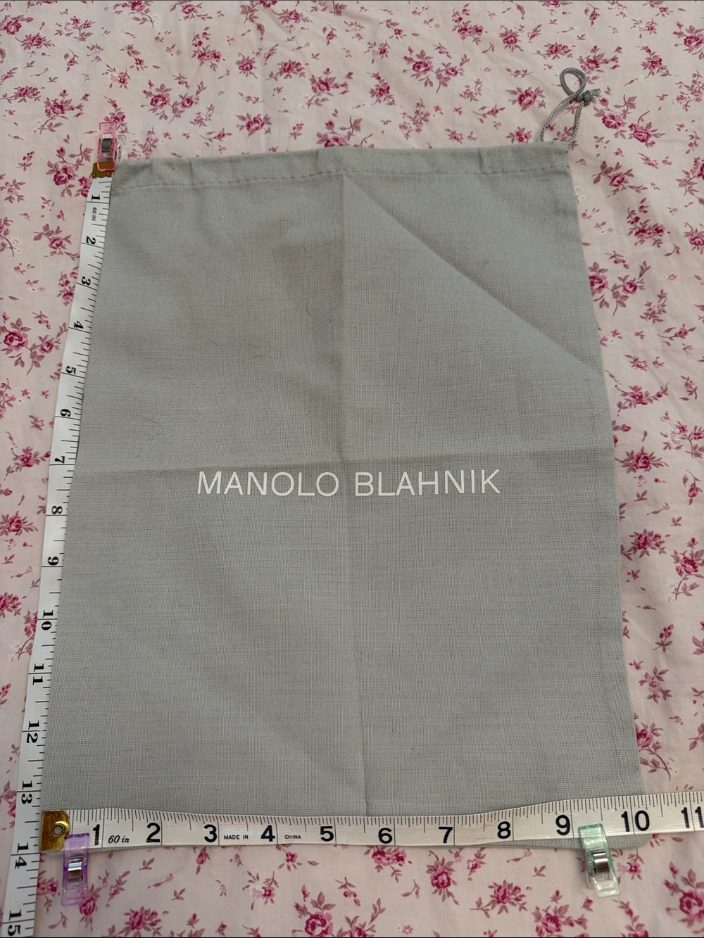 Manolo Blahnik Light Gray Branded Drawstring Pouch